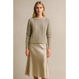 James Perse 100% Cashmere Cable Knit Sweater Women’s Size 3 Gray Luxury Pullover